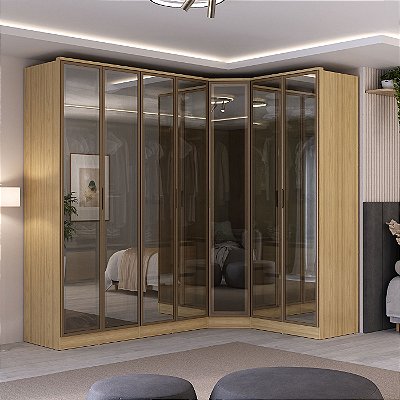 Roupeiro Modulado Ravi em MDF 243,5x232,2cm 7 Portas Reflecta