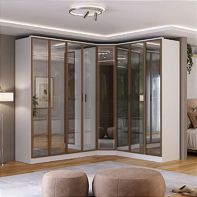 Roupeiro Modulado Ravi em MDF 243,5x232,2cm 8 Portas Reflecta