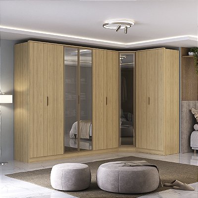 Roupeiro Modulado Ravi em MDF 9 Portas Reflecta 323x232,2cm