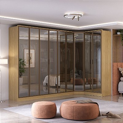 Roupeiro Modulado Ravi em 100% MDF 323x232,2cm 9 Portas Reflecta com LED