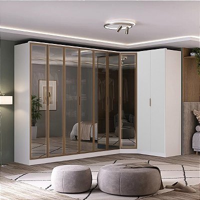 Roupeiro Modulado Ravi em MDF 9 Portas Reflecta 323x232,2cm