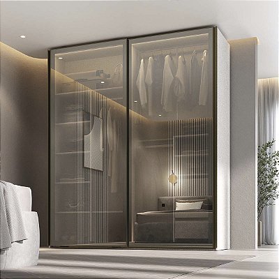 Guarda Roupa Creta em MDF 199,9x230cm 2 Portas Reflecta com Led