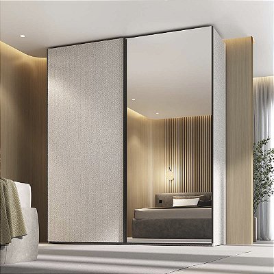 Guarda Roupa Creta em MDF 199,9x230cm 2 Portas com Espelho