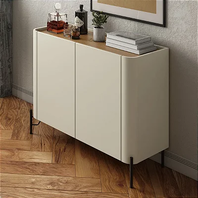 Aparador Buffet com Gaveta 99cm em MDF e Pés em Metal com Porta Lisa