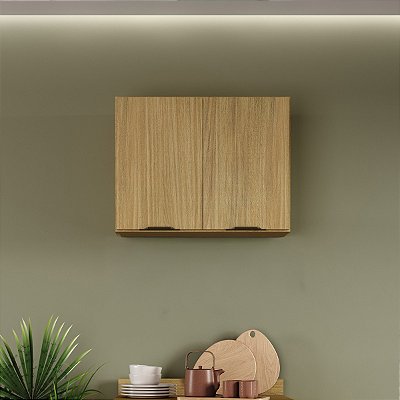 Armário Aéreo de Cozinha Ibiza em MDF 70cm 2 Portas Louro Freijó