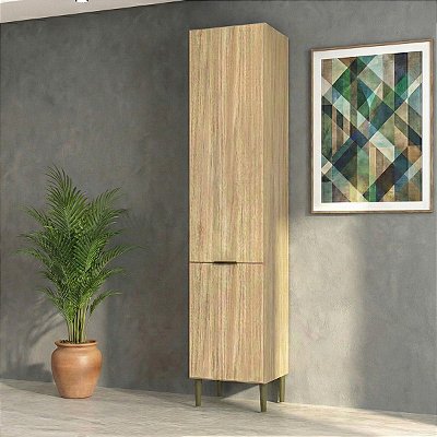 Armário de Cozinha Paneleiro Ibiza em MDF 40x220cm Louro Freijó