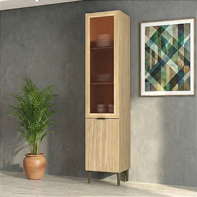 Armário de Cozinha Paneleiro Ibiza em MDF 40x220cm com Porta Reflecta