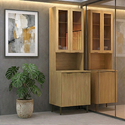 Armário de Cozinha Paneleiro Ibiza em MDF 70x220cm com Porta Reflecta