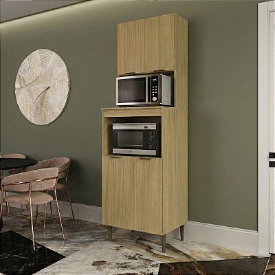 Torre Quente de Cozinha Ibiza em MDF 70x220cm 4 Portas com Pés