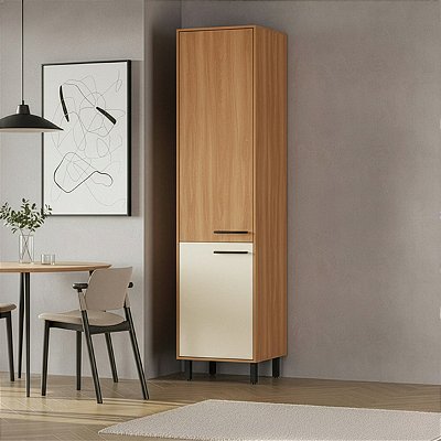 Armário de Cozinha Paneleiro Havana 55x220cm em MDP com Pés