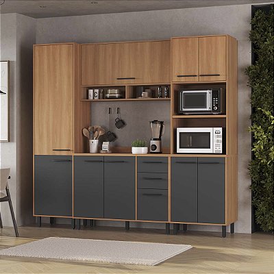 Cozinha Modulada Havana em MDP 240x220cm 10 Portas 2 Gavetas com Pés