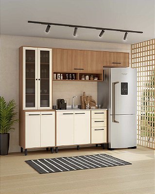 Cozinha Modulada Havana em MDP 250x220cm 9 Portas 2 Gavetas com Pés