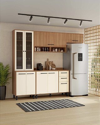 Cozinha Modulada Havana 250x220cm em MDP 9 Portas 2 Gavetas com Pés