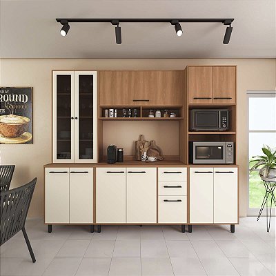 Cozinha Modulada Havana 250x220cm 12 Portas em MDP com Pés Reguláveis