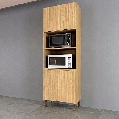 Torre Quente de Cozinha Ibiza em MDF 70x220cm 4 Portas Pés Reguláveis