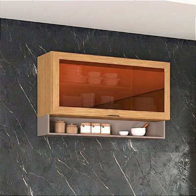 Armário Aéreo Cozinha Ibiza em MDF 120cm com Porta Reflecta