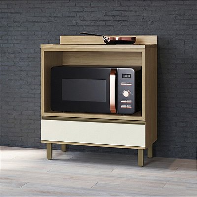 Balcão para Forno Nova Dubai MDF 80cm 1 Gaveta Freijó/Champanhe