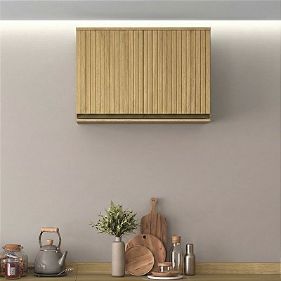 Armário Aéreo Cozinha Nova Dubai MDF 80cm 2 Portas Louro Freijó