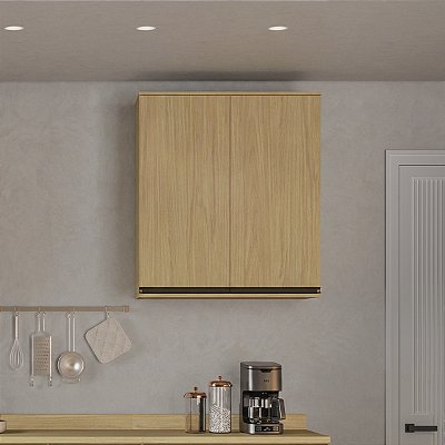 Armário Aéreo Cozinha Nova Dubai MDF 80cm 2 Portas Louro Freijó