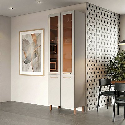 Armário de Cozinha Paneleiro Sardenha em MDF 70x230cm 4 Portas