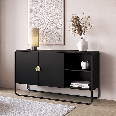 Balcão Buffet Luna Orgânico 135x75cm 2 Portas com Pés em Metal