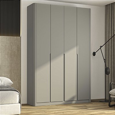 Guarda Roupa Bend em MDF 190x240cm 4 portas 3 Gavetas Laterais Curvas
