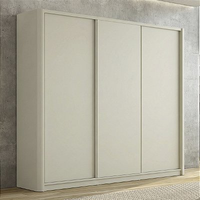 Roupeiro Bend em MDF 276cm 3 Portas 6 Gavetas com Lateral Curva