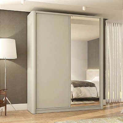 Roupeiro Bend em MDF 190cm 2 Portas com Espelho e Lateral Curva