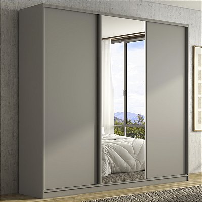 Guarda Roupa Bend em MDF 260x240cm 3 Portas com Espelho 6 Gavetas