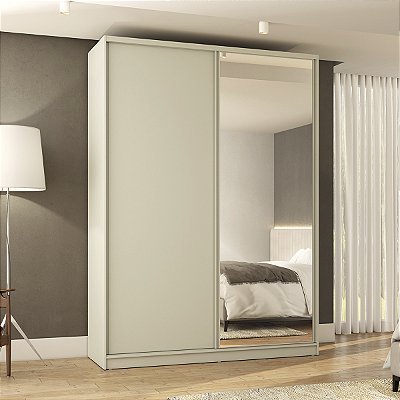 Guarda Roupa Bend em MDF 174x240cm 2 Portas com Espelho 3 Gavetas