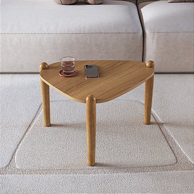 Mesa de Centro Orgânica com Pés em Madeira Maciça
