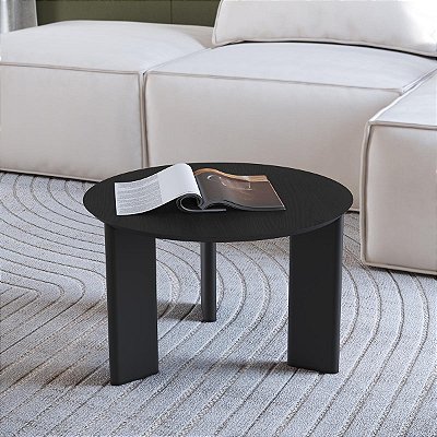 Mesa de Centro Orgânica Tampo Chanfrado com Pés em Madeira Maciça