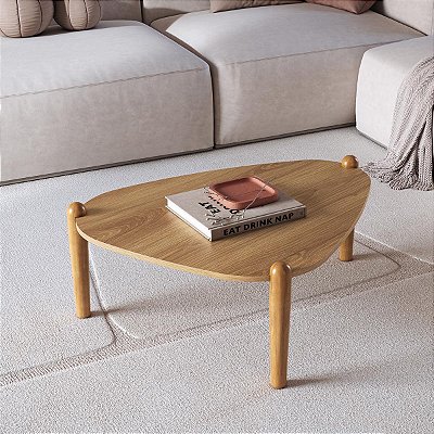 Mesa de Centro Orgânica 84,4cm com Pés em Madeira