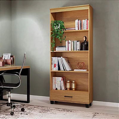 Estante para Livros 184cm com Gaveta e 4 Prateleiras 100% MDF