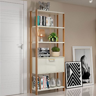 Estante Estilo Industrial 185cm 5 Prateleiras e Porta 100% MDF