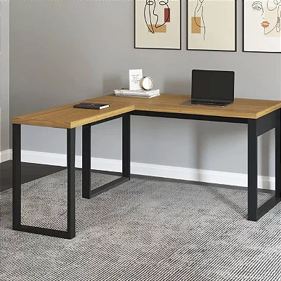 Mesa Escrivaninha para Escritório em L Estilo Industrial 100% MDF