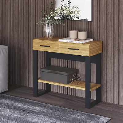 Aparador Estilo Industrial 89,5cm com 2 Gavetas e Prateleira