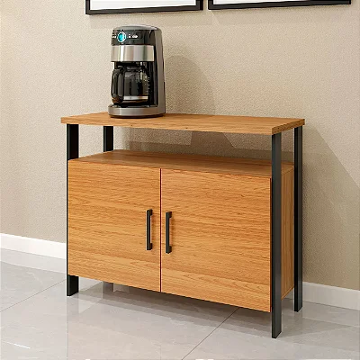 Balcão Aparador Estilo Industrial 89cm 2 Portas 100% MDF