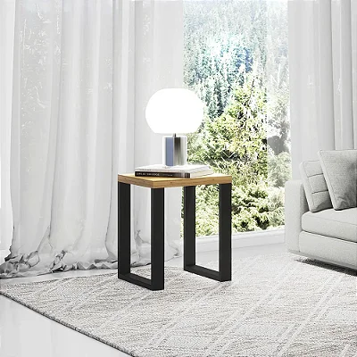 Mesa de Canto para Sala de Estar Estilo Industrial 44cm 100% MDF