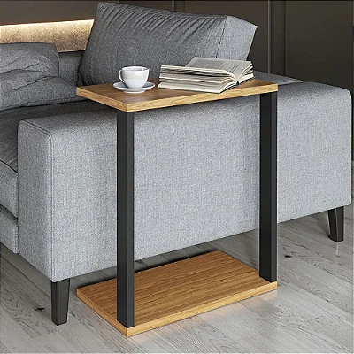 Mesa Apoio e Lateral para Sofá Estilo Industrial 100% MDF