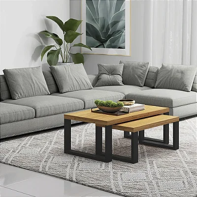 Conjuntos 2 Mesas de Centro Estilo Industrial 100% MDF