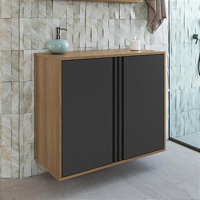 Gabinte de Banheiro Antônia 80cm com 2 Portas Moderno Sem Cuba