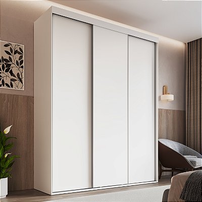 Guarda Roupa Casal 176,5cm 3 Portas de Correr 2 Gavetas e Cabideiro