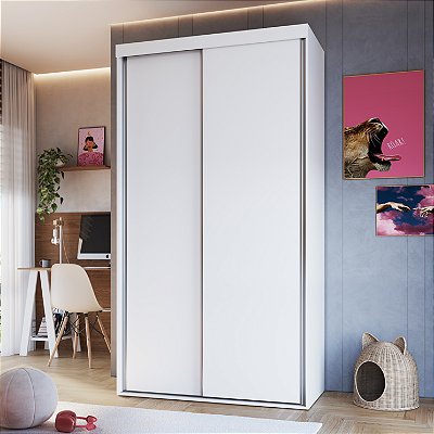 Guarda Roupa Solteiro 120cm 2 Portas de Correr 2 Gavetas e Cabideiro