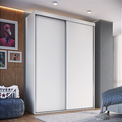 Guarda Roupa Solteiro 165cm 2 Portas de Correr 2 Gavetas com Cabideiro