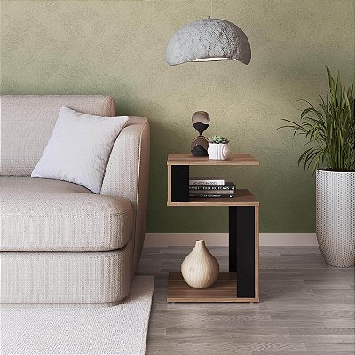 Mesa de Lateral 35cm com Nichos Estilo Moderno