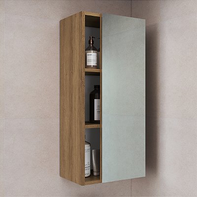 Armário Espelheira Organizador 36cm 2 Prateleiras e Porta