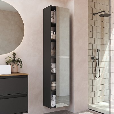 Conjunto de Armários Organizadores 36x160cm com Espelhos e Nichos