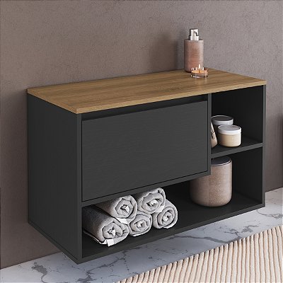Gabinete Suspenso para Banheiro Barcelona 80cm 1 Porta 1 Prateleira
