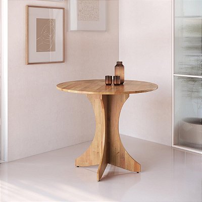 Mesa de Jantar Redonda Madeira Maciça 80cm Geovani